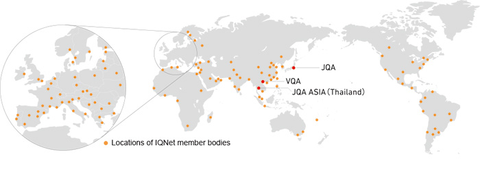 Locations of IQNet member bodies