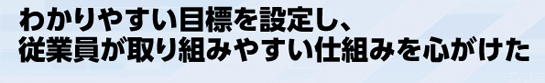 わかりやすい目標を設定し、従業員が取り組みやすい仕組みを心がけた