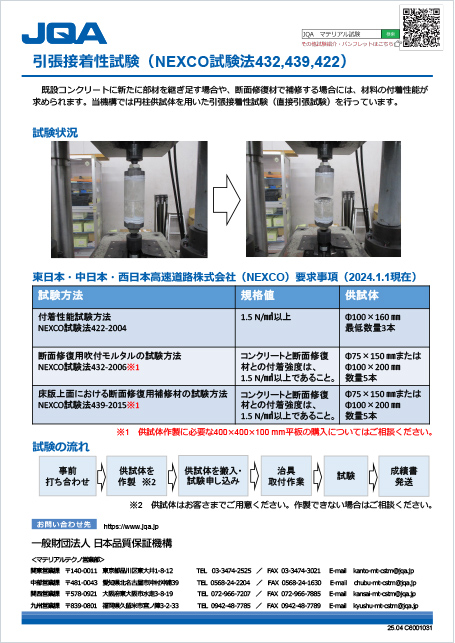引張接着性試験（NEXCO試験法432,439,422）