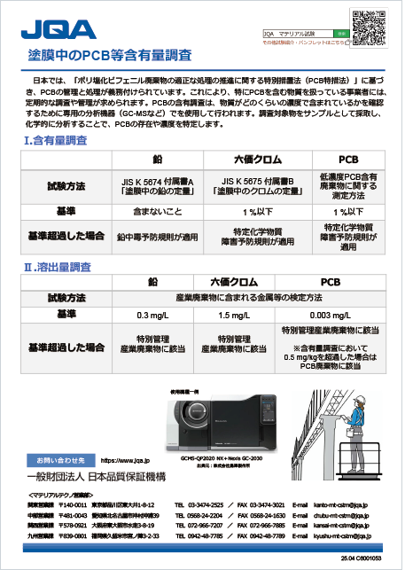 塗膜中のPCB等含有量調査