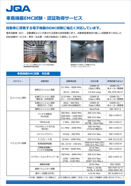 車載機器EMC試験・認証取得サービス